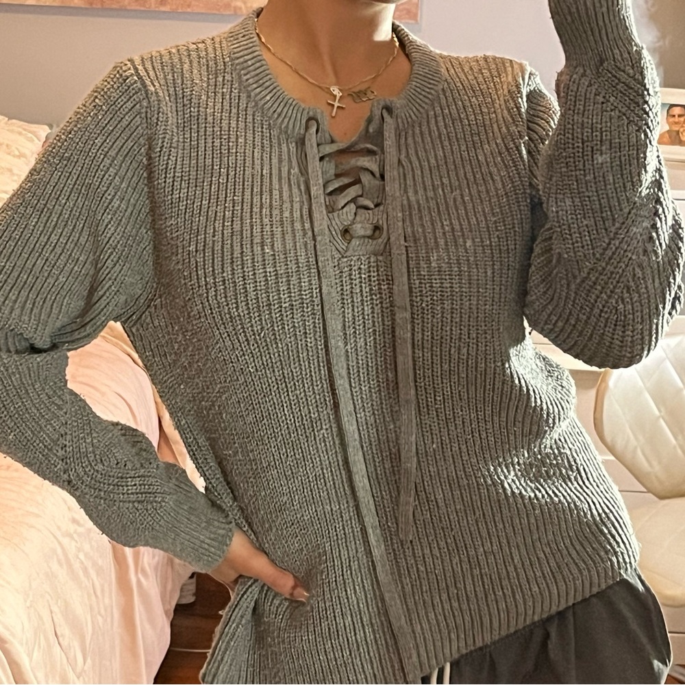Gray Criss Cross Nordstrom Elodie Sweater